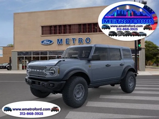 2025 Ford Bronco Badlands in Azure Gray Metallic Tri-Coat — front three-quarter view
