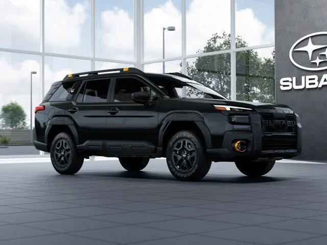 2026 Subaru OUTBACK Wilderness in Crystal Black Silica — front three-quarter view