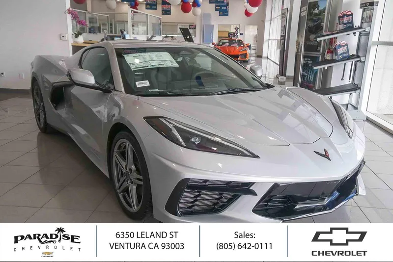 2026 Chevrolet Corvette Stingray Stingray Coupe 1LT in Blade Silver Metallic — front three-quarter view