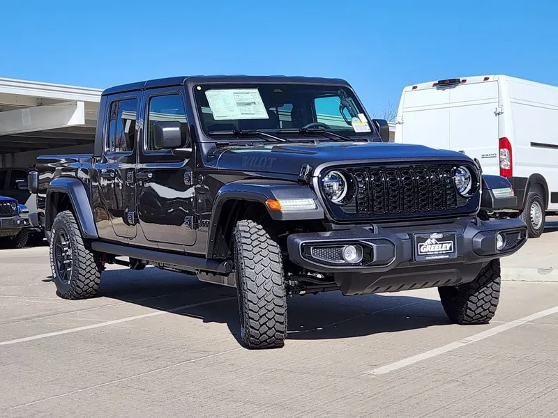 2026 Jeep Gladiator GLADIATOR WILLYS 4X4 in Granite Crystal Metallic Clear-Coat Exterior Paint — front three-quarter view