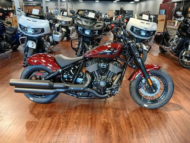 2025 Indian Motorcycle® Chief® Bobber Dark Horse® Maroon Metallic — front three-quarter view
