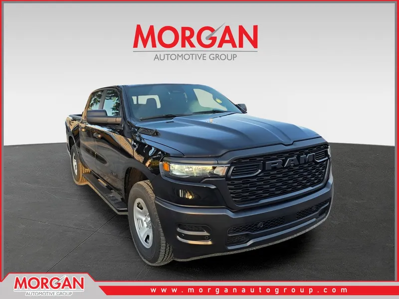 2026 Ram 1500 Tradesman in Diamond Black Crystal Pearlcoat — front three-quarter view