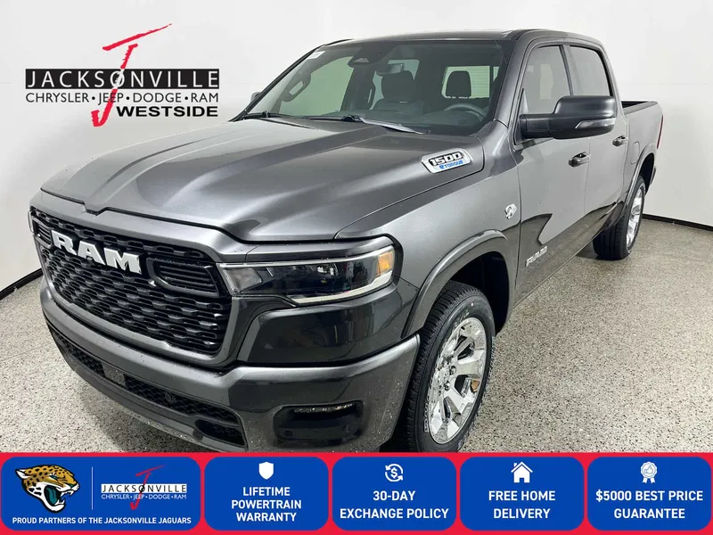 2026 RAM 1500 Big Horn in Granite Crystal Metallic Clear-Coat Exterior Paint — front three-quarter view