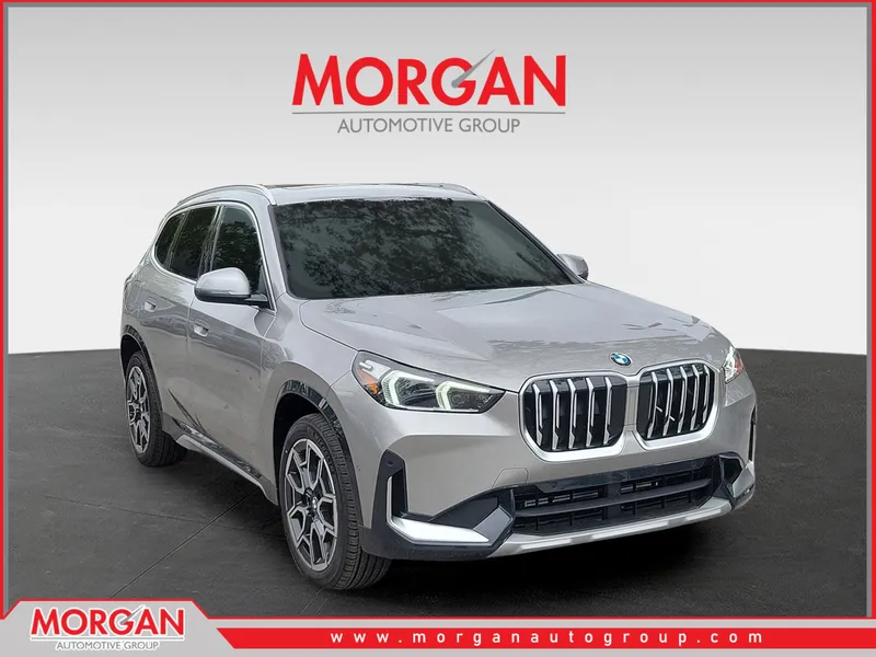 2026 BMW X1 xDrive28i in Space Silver Metallic — front three-quarter view