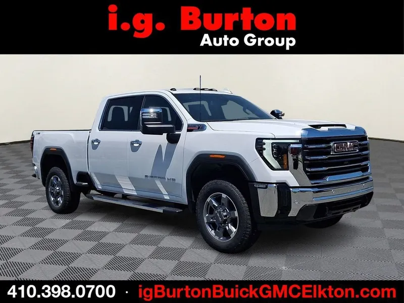 2026 GMC Sierra 2500 HD SLT in Summit White — front three-quarter view