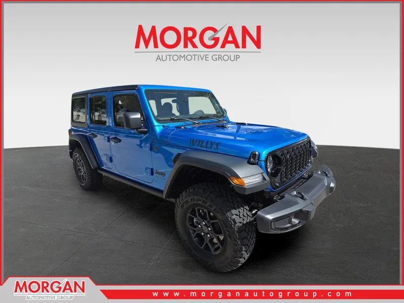 2026 Jeep Wrangler Willys in Blue — front three-quarter view