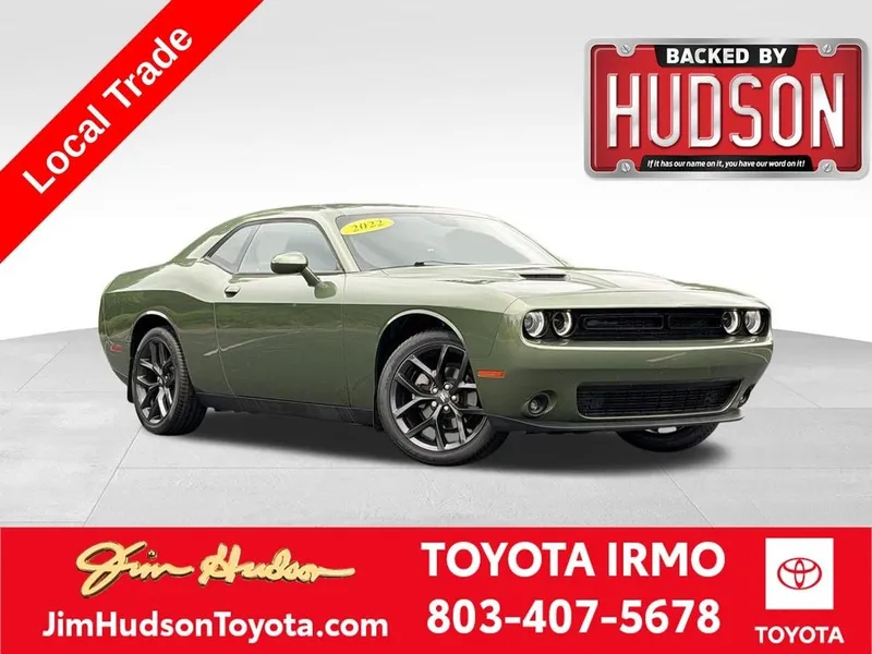 2022 Dodge Challenger SXT in F8 Green — front three-quarter view