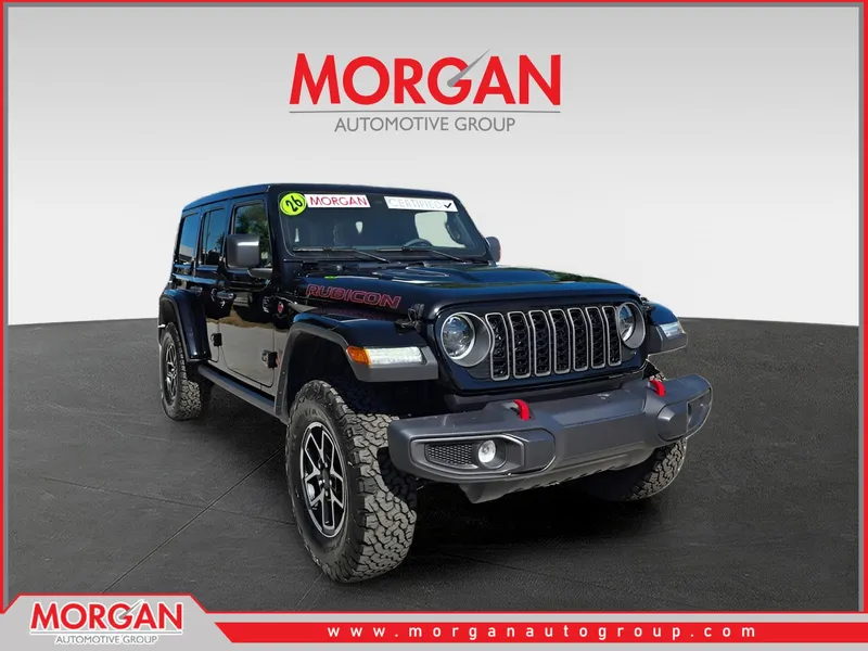 2026 Jeep Wrangler Rubicon in Black Clearcoat — front three-quarter view