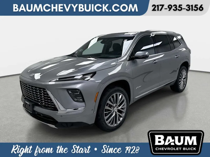 2026 Buick Enclave Avenir in Moonstone Gray Metallic — front three-quarter view