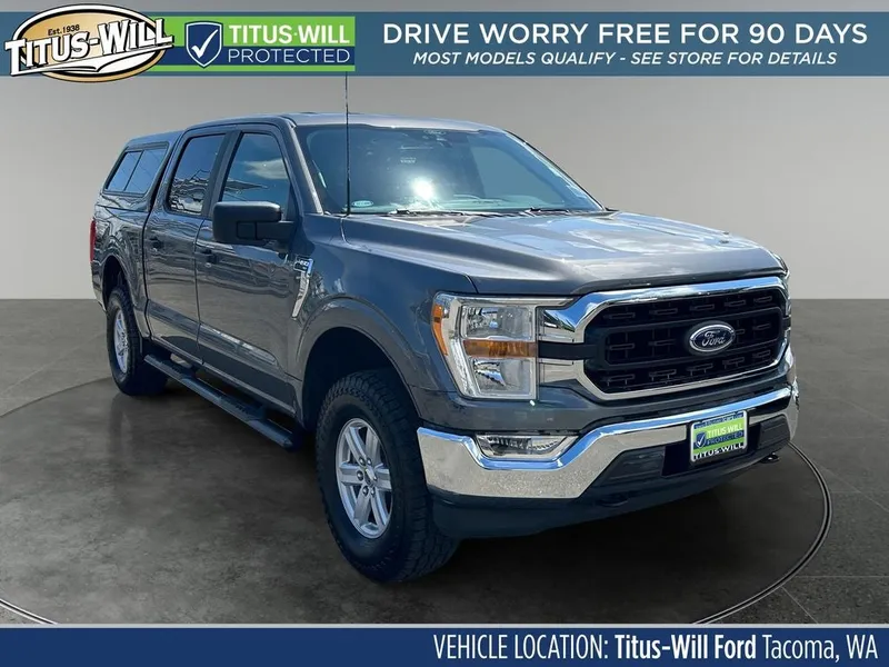 2021 Ford F-150 XLT in Gray Metallic — front three-quarter view