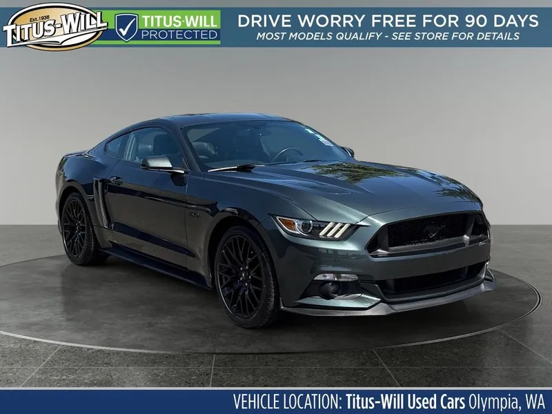 2015 Ford Mustang GT Premium 6-SPEED MANUAL! in Guard Metallic — front three-quarter view