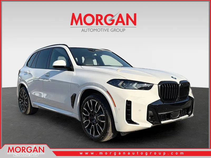 2026 BMW X5 xDrive50e in Alpine White — front three-quarter view