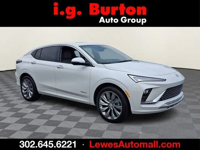 2026 Buick Envista Avenir in White Frost Tricoat — front three-quarter view
