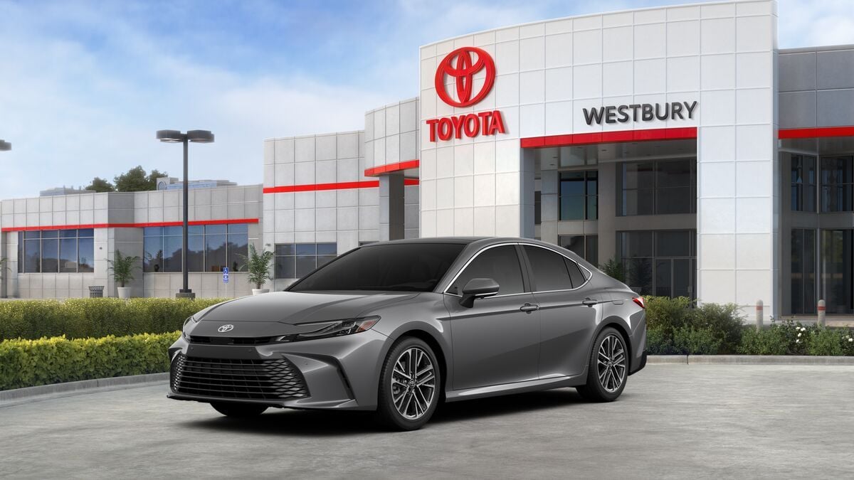 2026 Toyota Camry XLE AWD in Heavy Metal — front three-quarter view