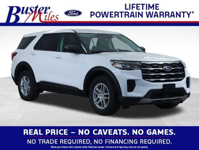2026 Ford Explorer Active in Oxford White — front three-quarter view