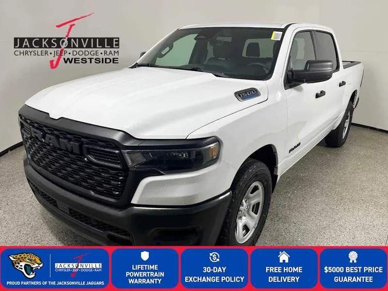 2026 RAM 1500 Tradesman in Bright White Clear-Coat Exterior Paint — front three-quarter view