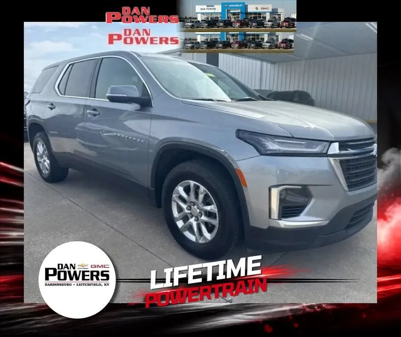 2023 Chevrolet Traverse LS in Sterling Gray Metallic — front three-quarter view