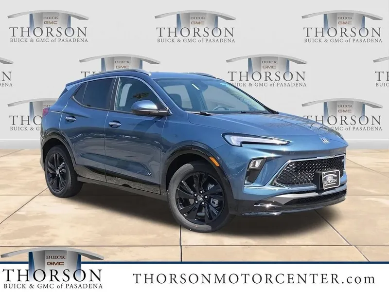 2026 Buick Encore GX Sport Touring in Ocean Blue Metallic — front three-quarter view