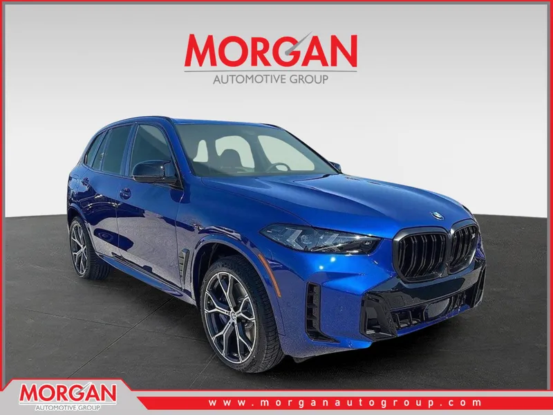 2026 BMW X5 M60i in Blue — front three-quarter view