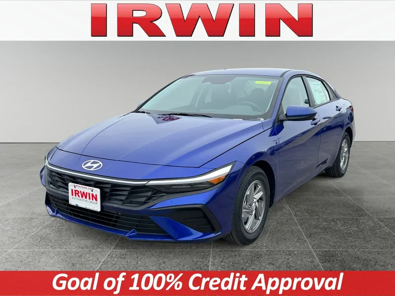 2026 Hyundai Elantra SE in Blue — front three-quarter view