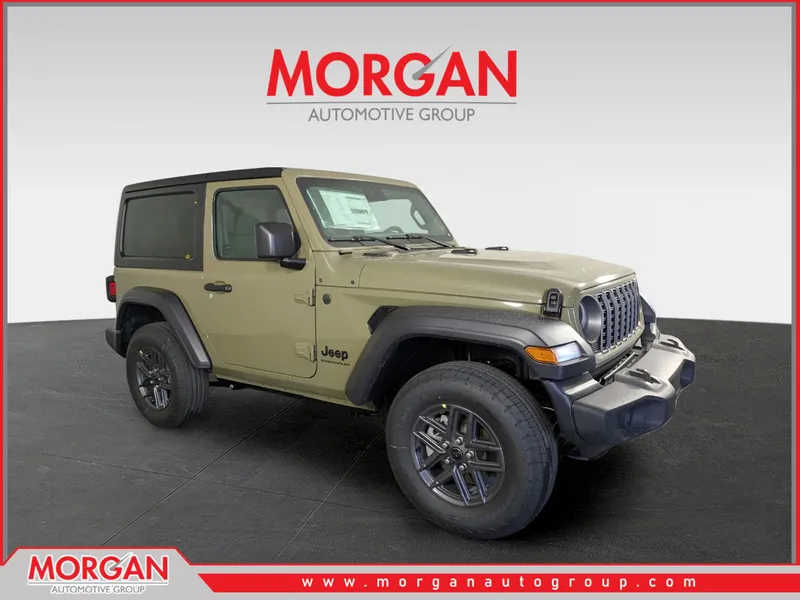 2026 Jeep Wrangler Sport S in Green — front three-quarter view