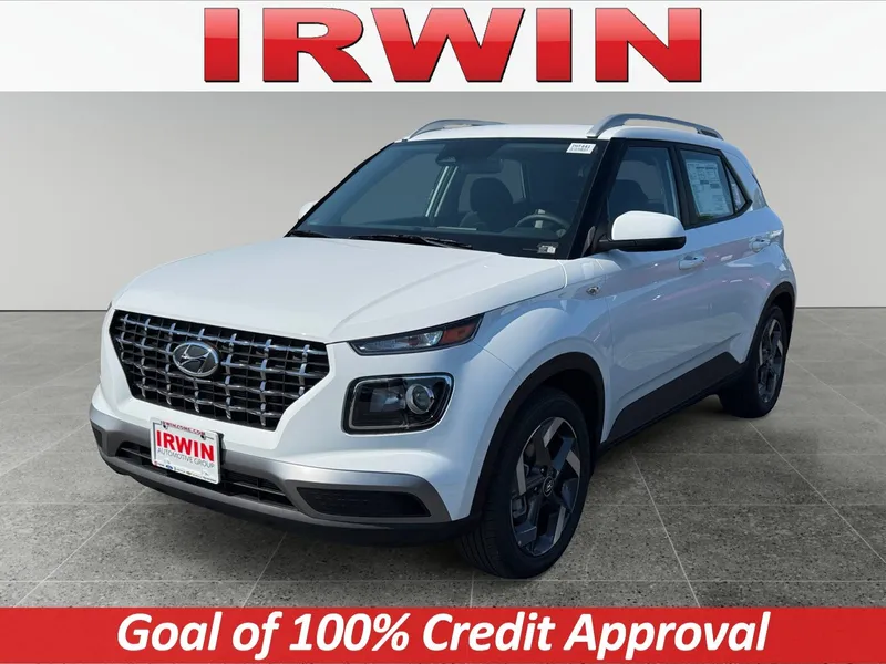 2026 Hyundai Venue SEL in White — front three-quarter view
