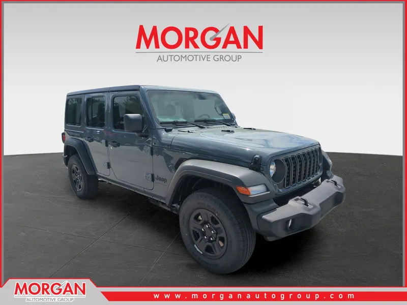 2026 Jeep Wrangler Sport in Gray — front three-quarter view