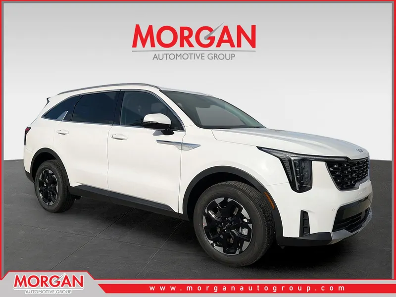 2026 Kia Sorento S in Glacial White Pearl — front three-quarter view