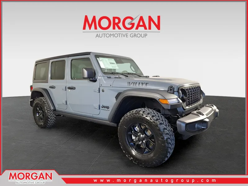2026 Jeep Wrangler Willys in Gray — front three-quarter view