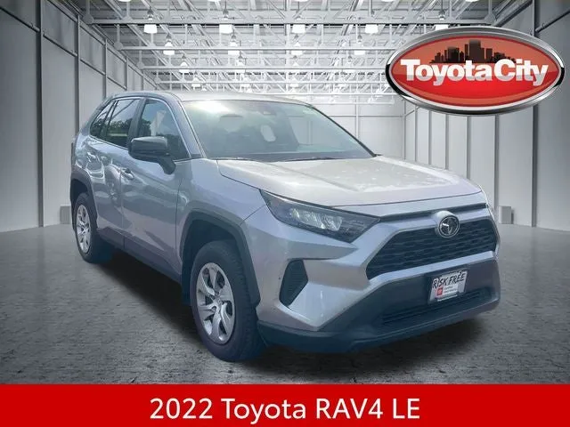 2022 Toyota RAV4 LE in Silver Sky Metallic — front three-quarter view