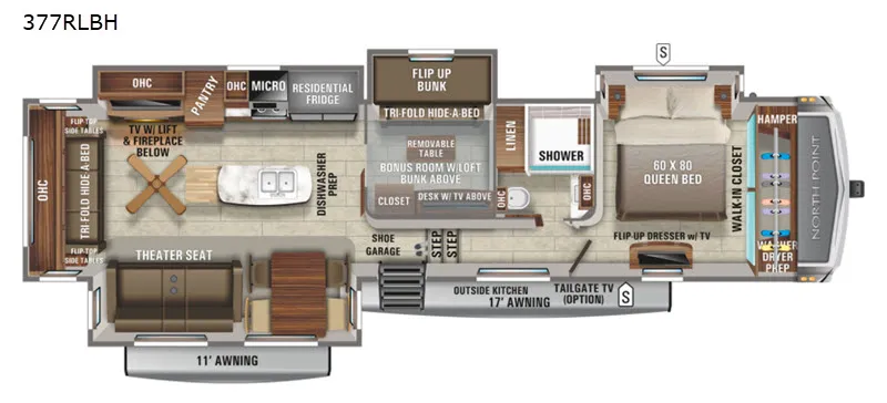 2021 Jayco North Point 377RLBH — front three-quarter view