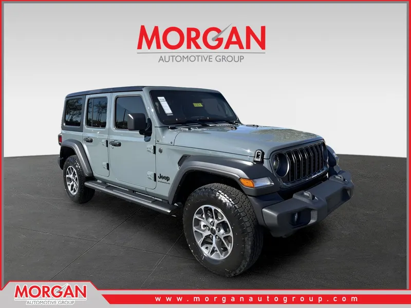 2026 Jeep Wrangler Sport S in Gray — front three-quarter view
