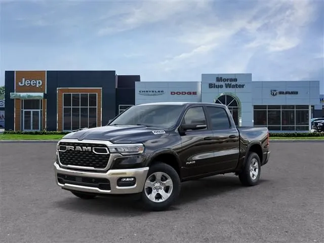 2026 RAM Ram 1500 RAM 1500 BIG HORN CREW CAB 4X4 5'7' BOX in Diamond Black Crystal Pearl-Coat Exterior Paint — front three-quarter view