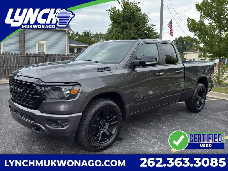 2022 RAM 1500 Big Horn in Granite Crystal Metallic Clearcoat — front three-quarter view