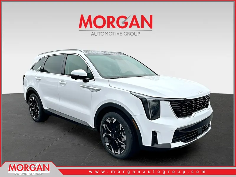 2026 Kia Sorento SX in White — front three-quarter view