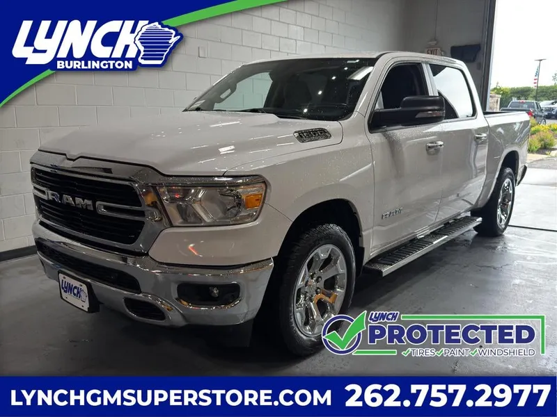 2020 RAM 1500 Big Horn in White — front three-quarter view