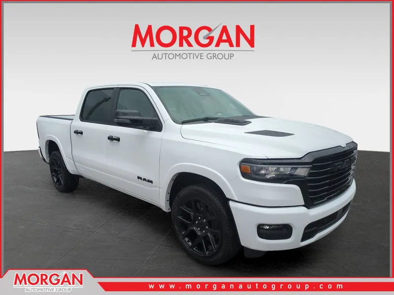 2026 Ram 1500 Laramie in White — front three-quarter view