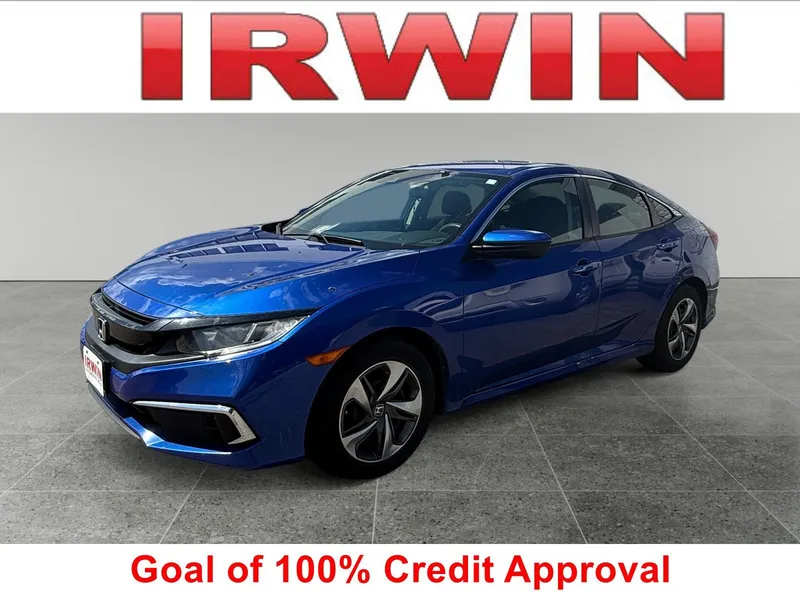 2019 Honda Civic LX in Blue — front three-quarter view