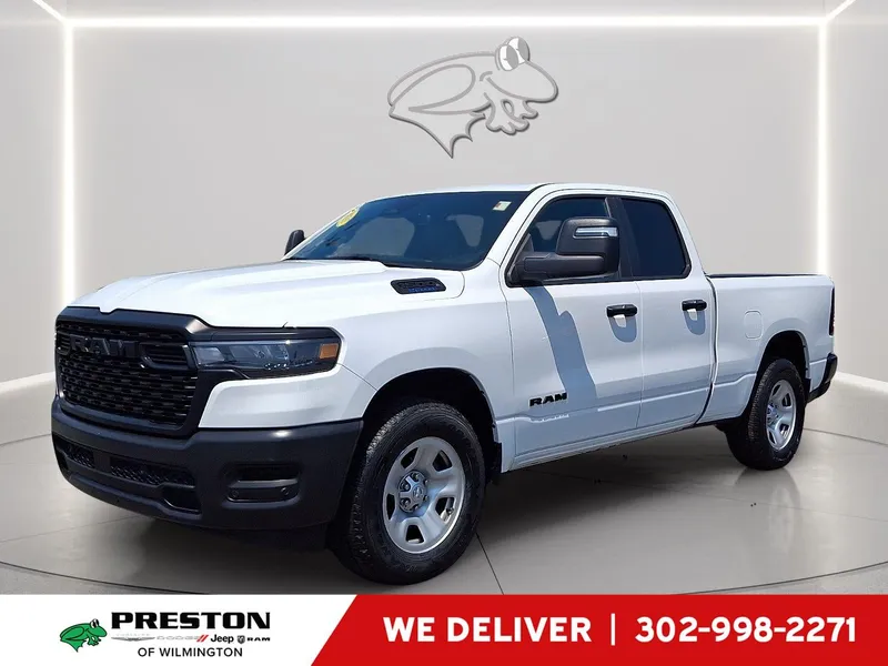2025 RAM 1500 Tradesman in Bright White Clearcoat — front three-quarter view