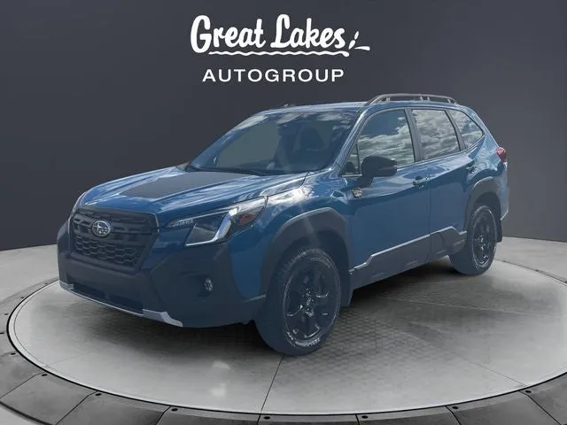 2023 Subaru Forester Wilderness in Geyser Blue — front three-quarter view
