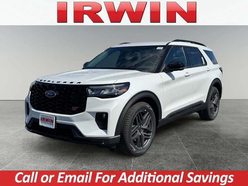 2026 Ford Explorer ST in White — front three-quarter view