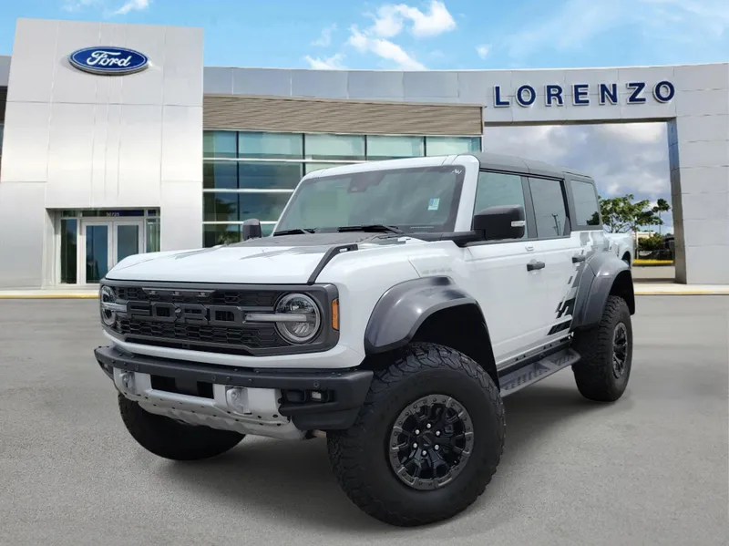 2023 Ford Bronco Raptor 4WD in Oxford White — front three-quarter view