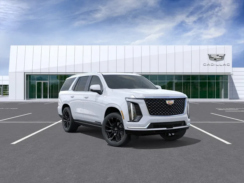 2026 Cadillac Escalade Luxury in Vibrant White Tricoat — front three-quarter view