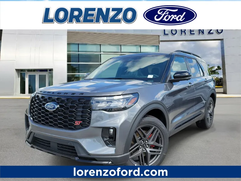 2026 Ford Explorer ST in Carbonized Gray Metallic — front three-quarter view