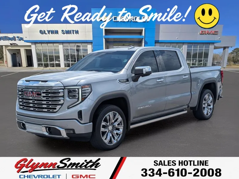 2024 GMC Sierra 1500 Denali in Sterling Metallic — front three-quarter view