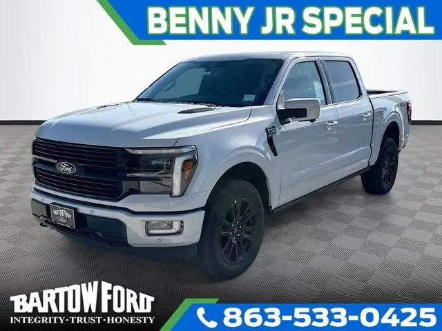 2025 Ford F-150 Platinum 4WD SUPERCREW in White Metallic — front three-quarter view