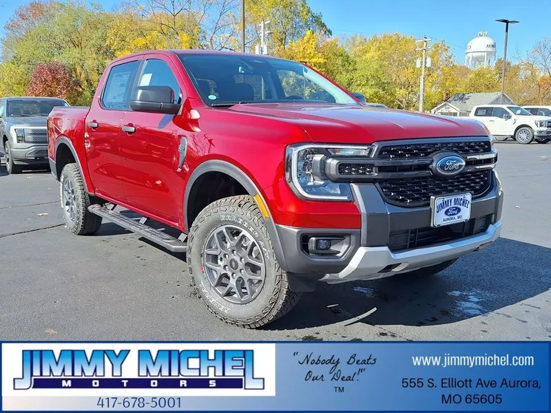 2025 Ford Ranger XLT in Ruby Red Metallic — front three-quarter view