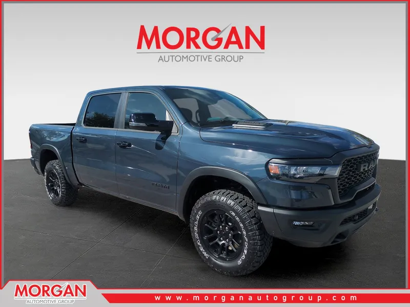 2026 Ram 1500 Rebel in Blue — front three-quarter view