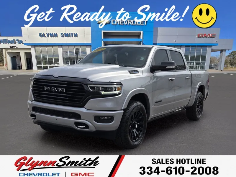 2022 RAM 1500 Longhorn in Billet Silver Metallic Clearcoat — front three-quarter view