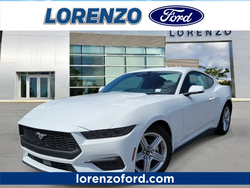 2026 Ford Mustang EcoBoost Premium in Oxford White — front three-quarter view